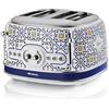 Ariete 156 Tostapane Capri, 1630W, 4 fette, 6 livelli di doratura, Vassoio raccogli briciole, Funzione defrost, Espulsione automatica, Senza pinze, Bianco e Blu