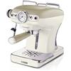 Ariete Caffè Espresso Vintage 1389, Macchina per Caffè Espresso per Polvere o Cialda ESE, 1 e 2 Tazze, Lancia Cappuccinatore, Supporto Tazze in Acciaio Inox, 15 Bar, 850W, Beige