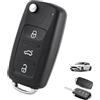 Zescyha Guscio Chiave Auto Pieghevole 3 Pulsanti, Telecomando Chiave di Ricambio, Custodia Portachiavi Senza Elettronica per Telecomando Auto Compatibile con Golf Mk6 Polo Passat CC T1guan SEAT SKODA Octavia