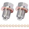 Ksywydu 2 Pezzi Tappo di Scarico Dell'olio Magnetico, Tappo Coppa Olio Motore M14x1.5 con 10 Rondelle Rame Schiacciamento per Auto, Moto e Barche, Dado di Scarico Olio Acciaio Inossidabile, Protezione Motore