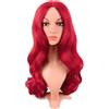MapofBeauty 22 Pollic/55cm Lungo Profondo Onda Con Frange Sintetico Fibra Ricci Capelli Middle Cosplay Parrucche (Luminoso Rosso)