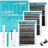 GEMERRY 840PCS Ciuffetti Ciglia Finte Kit 60D+80D+100D+Bond e Seal+Remover+Pinzette Extension Ciglia Finte Ciuffetti Lash Clusters Eyelashes Extension Volume Eyelashes per Principianti Naturali Lashes