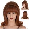 MORTICIA Donna Parrucca Flip 70s Pinup Pelucas 60s Retro Beehive Style Vintage Look Betty Rubble Parrucca Halloween Costume Donne Parrucca wtih Bang (Ginger) (Zenzero)