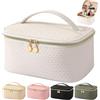 Bestash Beauty Case Donna Da Viaggio Con Sacchetto Per Pennelli, Borsa Porta Trucchi Grande Capacità Con Scomparti Organizer (Bianco Perla)