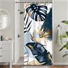 Uiiooazy Tenda Doccia Antimuffa, Tenda da Doccia Piccola 90x180cm Boho Style Tropicale Foglie di Palma Blu Giungla Tende da Bagno Tessuto Lavabile Impermeabile Tende per Vasca da Bagno con 6 Anelli