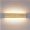 XXINLOOY Lampada da Parete LED Interni Luce Alluminio 24W 41CM Applique da Parete Interno Moderno Lampada a Muro per Camera da Letto Scale Corridoio, 3 Modalità Luce (venature del legno)