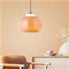 Lightbox Hängelampe Glas orange - mundgeblasene Pendelleuchte höhenverstellbar Ø 30 cm - Retro Esstisch Lampe mit Textilkabel - E27 (max .60 W), exkl. LED