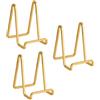 DIDUDIDU Supporto Cavalletto Espositore Porta Piatti - 4,5 Pollici Cavalletti per Tavolo in Ferro - Supporti da Esposizione per Piatto Decorativo | Foto | Cornice | Libri - Confezione da 3, Oro