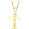 CARISSIMA Pendente con iniziale T in zirconia cubica su collana in oro giallo 9 ct con catena a curb diamantata di 46 cm/18 pollici