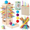 Huifengjie Giochi Montessori in Legno Bambini, Gioco di Torre in Legno, giochi da tavolo bambini con bastoncini colorati e dadi, Fine Motor Game, Family Travel Game, Regalo Bambina Bambino 3-9 Anni