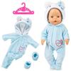 Mizijia Vestiti per Bambole per New Baby Doll, Vestiti per Bambole 35-43 cm(Bambola Non Inclusa), Accessori Bambole Tuta Con Cappuccio + Calzini + Gruccia (C)