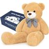 SNOWOLF Orsacchiotto gigante da 120 cm, grande orsacchiotto di peluche peluche peluche giocattolo orsacchiotto bambola per bambini ragazza (marrone chiaro)