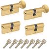 SEPOX Cilindro europeo per porta, 2 cilindri europei e 2 cilindri euro placcati in ottone, 70 mm, con stesse chiavi, ad alta sicurezza, chiave al computer