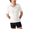 Damart T-Shirt con Scollo a V e Maniche Corte a Costine in Thermolactyl Sensitive, Bianco Sporco, M