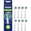 Oral-B CrossAction - Testine per spazzolino elettrico originale, con tecnologia CleanMaximiser, 8 pezzi, colore: bianco