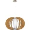 Eglo lampada a sospensione Stellato 1, fiamma vintage, lampada in | acciaio, legno e vetro nickel opaco, acero, bianco, per tavolo da pranzo o soggiorno con portalampada E27, Ø 50 cm