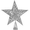 Ornativity Puntale per albero di Natale a forma di stella argentata, con glitter argentati, decorazione per le vacanze, 22,9 cm