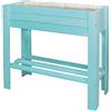 WAGNER GreenFAMILY - Aiuola rialzata - GreenBOX Light - legno tenero, legno massello FSC®, aqua blu/turchese, 70 x 83 x 34,5 cm, ripiano, con sacchetto per piante - 25027001