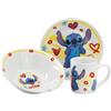 CARTOON Set 3 pezzi in ceramica Stitch Disney tazza ciotola piatto stoviglie per bambini servizio da tavola in confezione