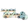 Small Foot 11510 Bisarca Chicago in Legno, con rampa di carico Mobile, rimorchio Rimovibile e 4 Auto, a Partire dai 3 Anni