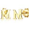 Elli Earrings Studs Letter M Initials Minimal in 925 Sterling Silver Gold Plated
