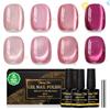 Shining She Smalto Semipermanente Unghie TPO-Free HEMA-Free, 4 Colori Serie Rosa Vetro Jelly Cat Eye Gel Polish Soak-Off UV/LED Smalti Semipermanenti per Unghie per Principiante Nail Art Salone, 8ML