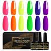 Shining She Smalto Semipermanente Neon,6 Colori Classico Estate Smalto Semipermanente Unghie Soak-off UV/LED,Rosa Blu Verde Viola Arancione Giallo,Salone per Unghie di casa, 8ML