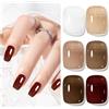 Shining She Smalto Semipermanente Unghie TPO-Free HEMA-Free, 6 Colori Trasparente Jelly Serie Marrone Smalti Semipermanenti per Unghie Soak-Off UV/LED per Autunno Inverno Nail Art Salone, 8ML