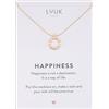 LUUK LIFESTYLE Collana da donna in acciaio inossidabile con ciondolo ad anello, dedica HAPPINESS, gioielli minimal, oro rosa