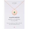 LUUK LIFESTYLE Collana con ciondolo a piatto rotondo e pietra verde, chic e formale, lunghezza regolabile, 50 cm, oro rosa