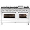 Ilve Cucina P15W Professional Plus P15FDWE3 doppio forno e piano cottura 9 fuochi con fry top e dual da 150 cm