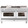 Ilve Cucina P15W Professional Plus P15FSDWE3 doppio forno e piano cottura 7 fuochi con fry top e coupe de feu e dual da 150 cm