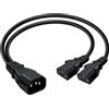 HuaLiSiJi C14 a 2 C13 Sdoppiatore 10A 250V IEC 320 C14 Maschio a 2 x C13 Femmina Cavo per Vari Apparecchi Elettrici (0.5m)