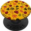 Hello fall, orange brown leaf, and a cup Ciao autunno, foglia marrone arancione e una tazza di caffè, mela PopSockets PopGrip Adesivo