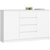 LBSIGN Credenza Soggiorno 2 Ante 4 Cassetti 160x40x100 Artika Bianca