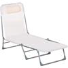 Outsunny Sdraio da Giardino Pieghevole con Schienale Reclinabile e Cuscino, in Metallo e Texteline, 182x56x28 cm, Crema | Aosom Italy