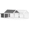PawHut Pollaio da Giardino per 4-8 Galline in Legno con Rete Metallica e Tetto Apribile, 240x112.5x76 cm, Bianco | Aosom Italy