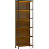 HOMCOM Libreria Scaffale in Stile Industriale a 5 Ripiani con Illuminazione LED, in Metallo e Legno, 60x30x179 cm, Nero | Aosom Italy