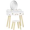 AIYAPLAY Set Toeletta per Bambini da 3 Anni con Specchio Illuminato e Sgabello, 2 Cassetti e 2 Scatole, Bianco | Aosom Italy