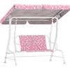 AIYAPLAY Dondolo per Bambini a 2 Posti con Tettuccio e Cinture, in Acciaio e Tessuto Oxford, 112x75x120 cm, Rosa | Aosom Italy