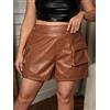 Fatto a mano Pantaloncini di design eleganti pantaloni da donna marroni da indossare in ve...