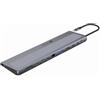 Techly Docking Station Techly IUSB31C-DOCK12DPHD2 Usb-c 12in1 con hub VGA/Hdmi/DP RJ45/con Lettore Micro SD/SD Grigio [623684]
