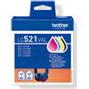 Brother lc521val cartuccia d'inchiostro 4 pz originale nero, ciano, magenta, giallo