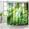 Bovlleetd Tropicale Botanico Tenda da Doccia 180x180cm Scena Estiva Palma Caldo Sole Pianta Foresta Pluviale Verde, Impermeabile Lavabile in Poliestere Tende da Bagno con 12 Ganci per Vasca da Bagno