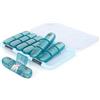 Cozary Portapillole Settimanale 7 Giorni, 3 Scomparti (Mattino, Pranzo, Sera), Portatile con Scomparti Grandi, Impermeabile. Per Medicine, Vitamine, Olio di Pesce e Integratori. Blu Trasparente