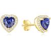 GAVU Orecchini Donna Oro 14k, Orecchini Blu Donna, Piccoli Orecchini Punto Luce Donna, Orecchini a Bottone Donna, Orecchini Cuore Zirconia Cubica