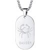 FaithHeart, collana con ciondolo, motivo: 12 segni zodiacali, piastrina con incisione, in acciaio inox, per uomo e donna e D del cancro (06/22-07/21), colore: 01 argento., cod. TP12111G-E