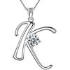 Aurora Tears Argento Sterling 925 Lettera K Collane Cubic Zirconia Alfabeto Iniziale K Pendente Gioielli Regali per Donne e Ragazze DP0166K