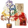 Crocon regalo donna Albero della Vita 7 Chakra e cristalli con 7 pietre burattate e vassoio in legno cristallo regali spirituali donne portafortuna pietre curative regalo compleanno donne mamma.