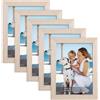 Joyshare Cornice Foto 13x18 cm, Set di 5 (Quercia), Vetro Protettivo con Cornice Sostituibile, Stile Contemporaneo